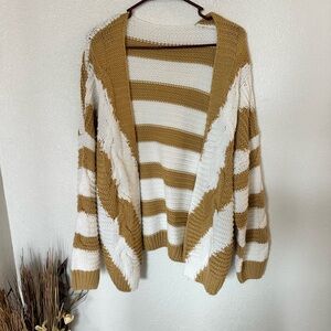 Striped Open-Front Cardigan Sweater
